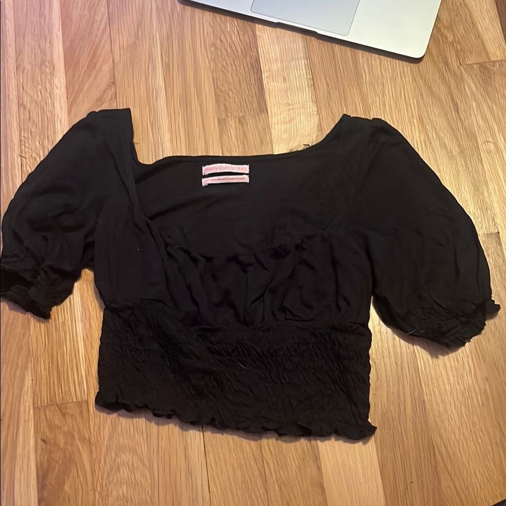 Urban Outfitters Black Puff Sleeve Crop Blouse
